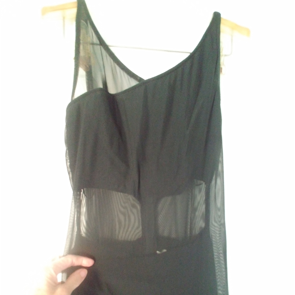 Cache Black Sheer Mesh Dress Small